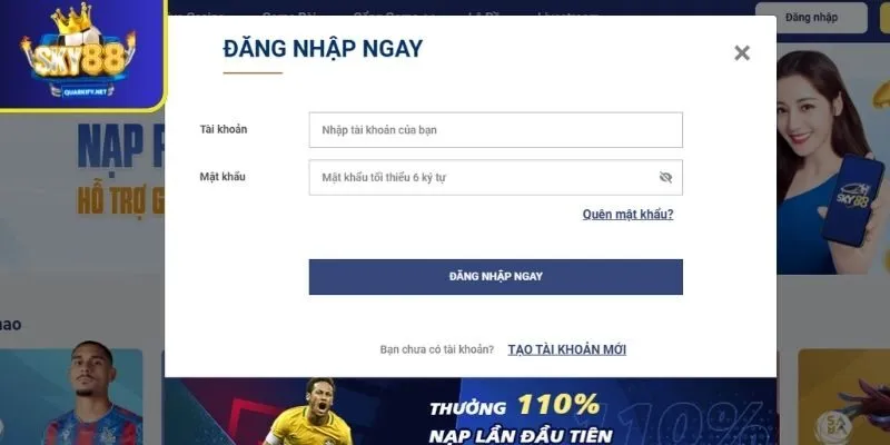 Nhấp nút Đăng Nhập để vào account